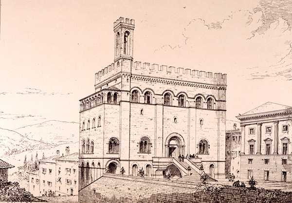Palazzo del Comune, Gubbio, Italie, tiré de 