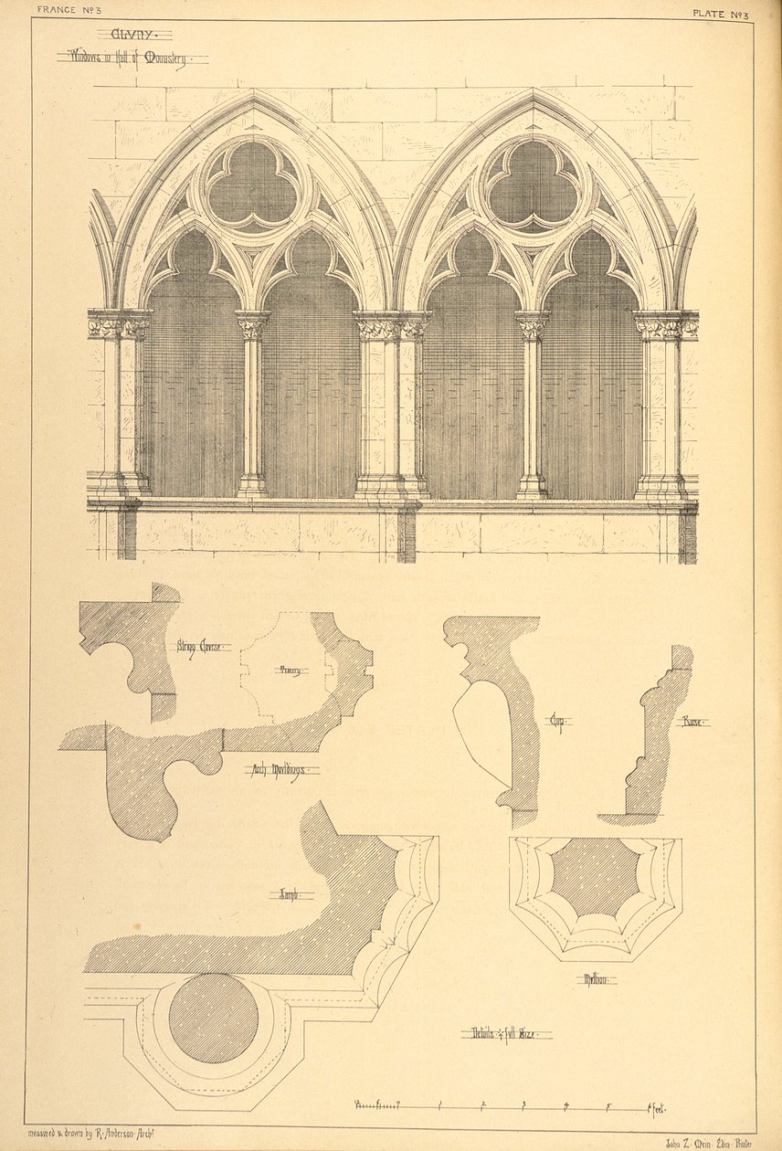 Fenêtres dans le Hall du Monastère, Cluny, tiré de 