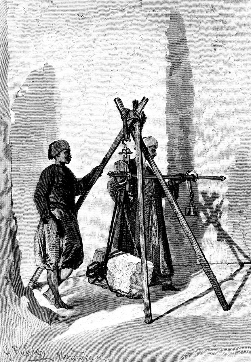 Pesée des blocs de pierre, Égypte, 1880 - R. Brandamour