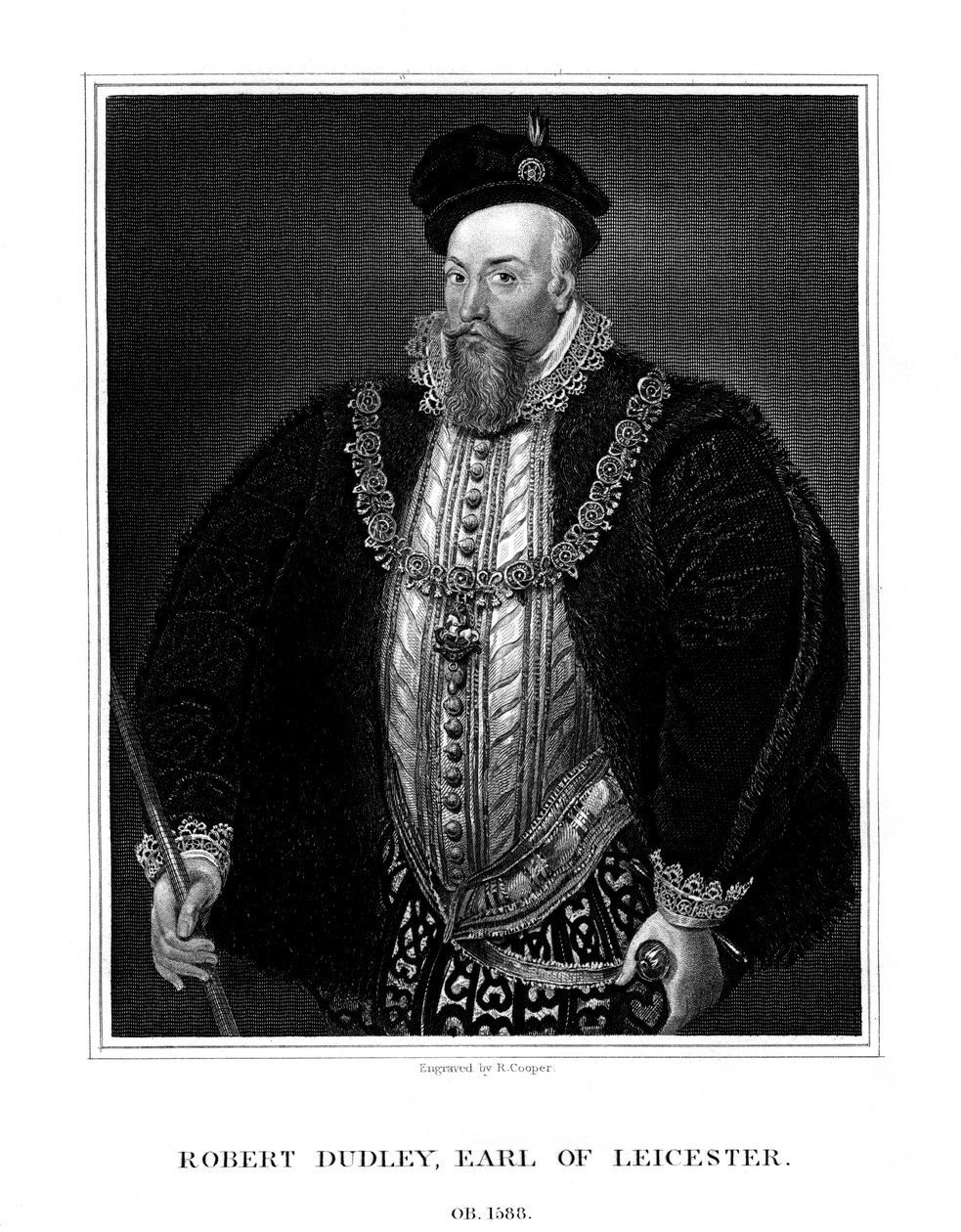 Robert Dudley, 1er comte de Leicester, favori de la reine Elizabeth I d&39;Angleterre, 1823. - R. Cooper