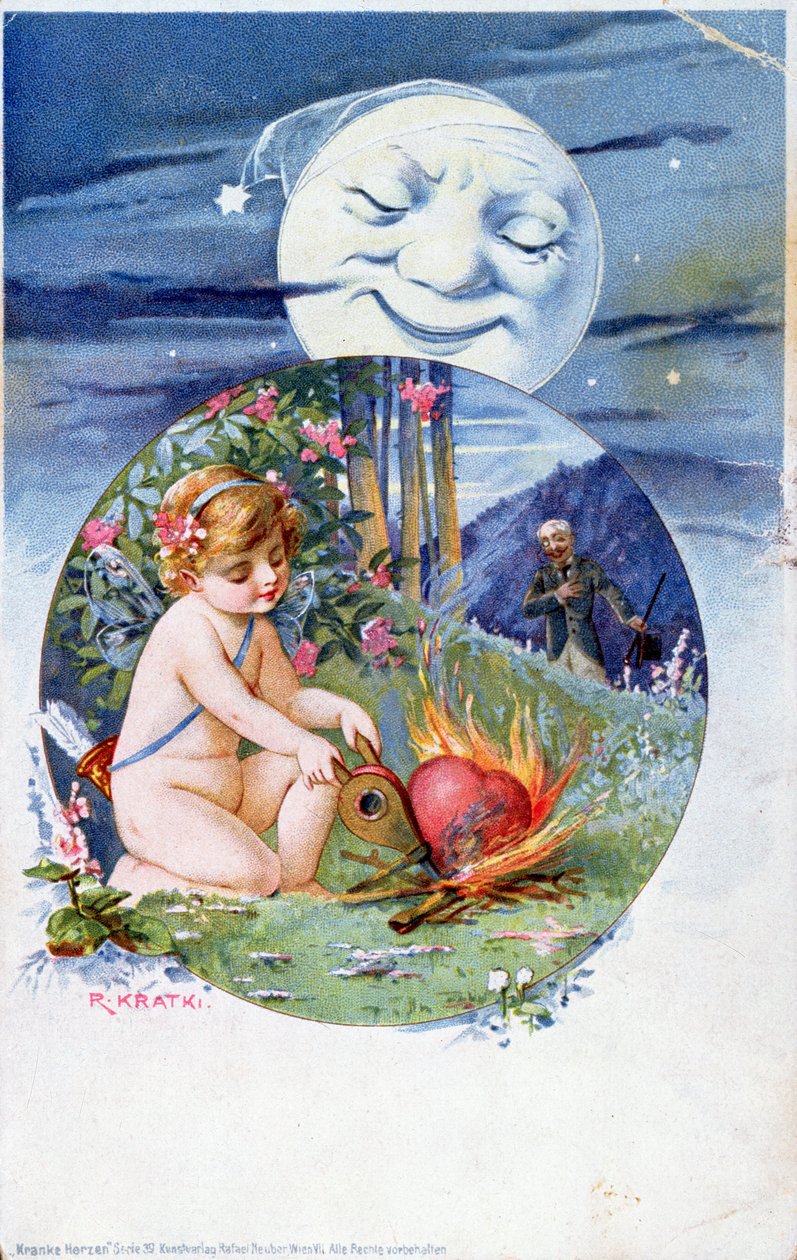 Carte postale de la série Cœurs Malades, vers 1900 - R. Kratki
