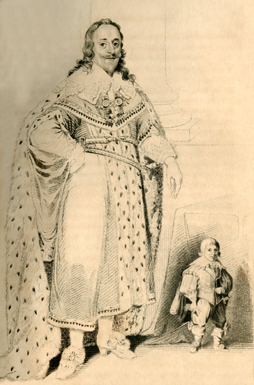 Jeffery Hudson, âgé de 30 ans, 18 pouces de haut. - Nain du roi Charles Ier, 1821 - R. Page