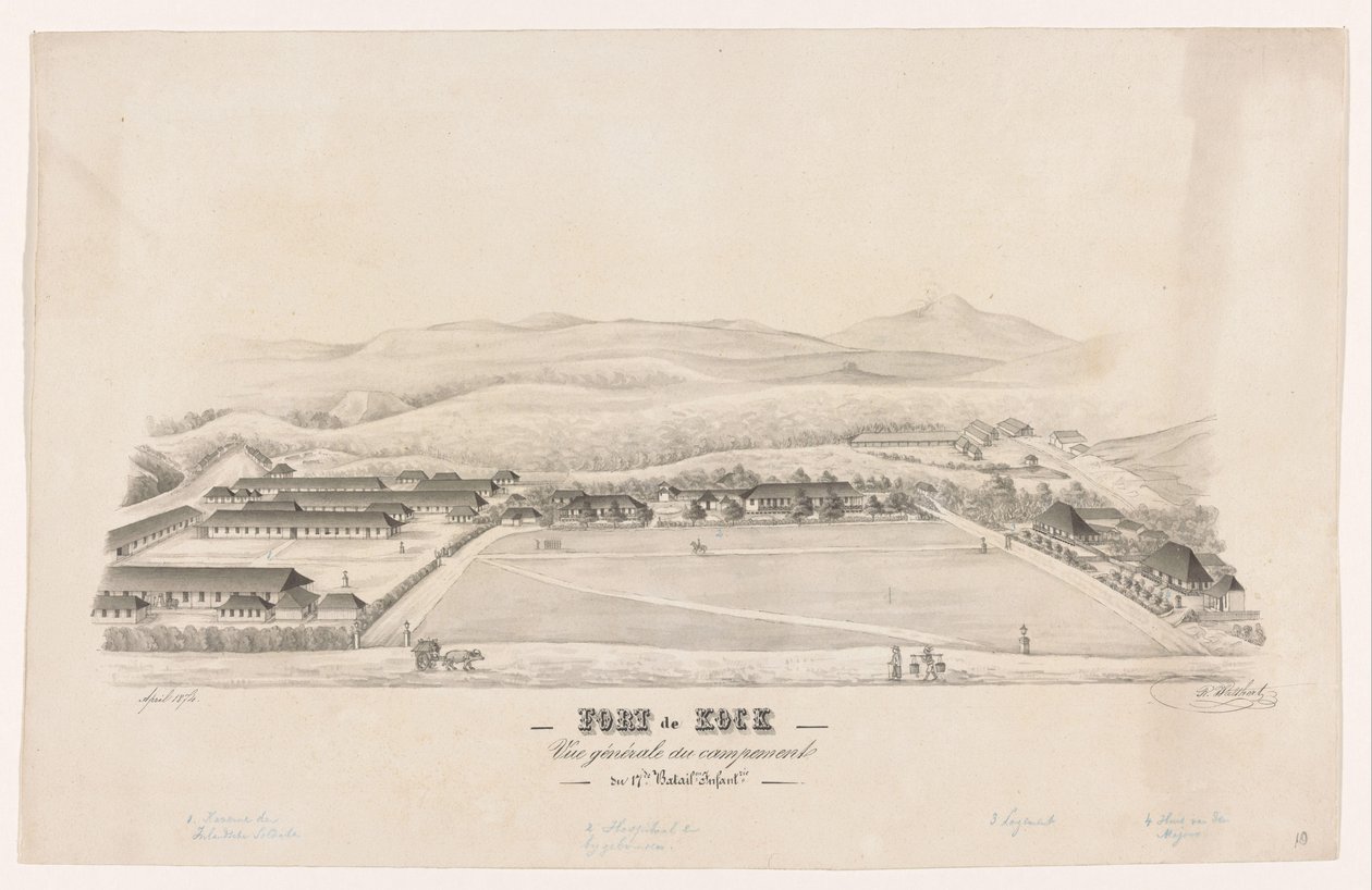 Vue de Fort de Kock Fort de Kock / Vue générale du campement / du 17e Bataillon d