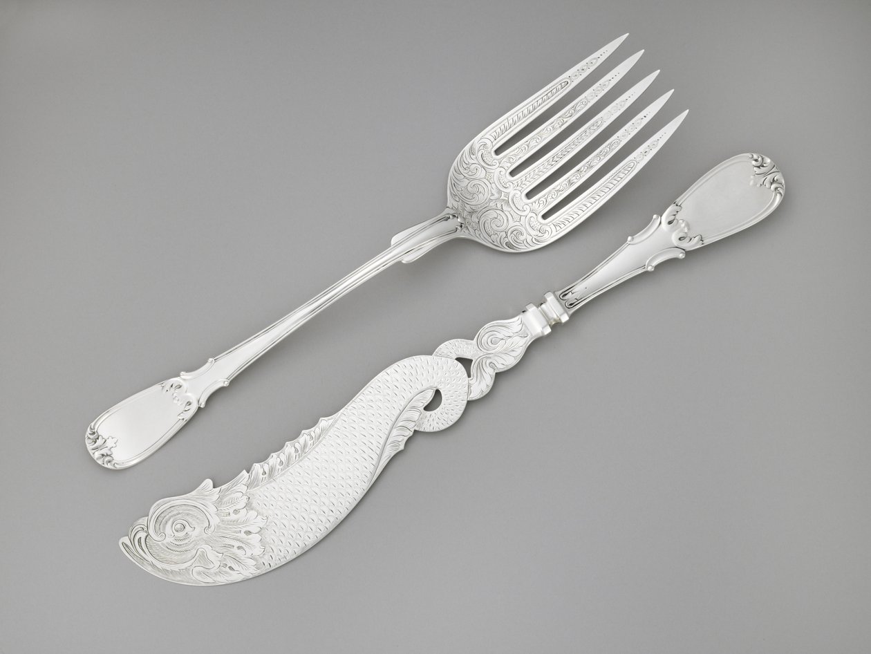Fourchette et couteau à poisson, vers 1835-1845 (argent) - R. and W. Wilson