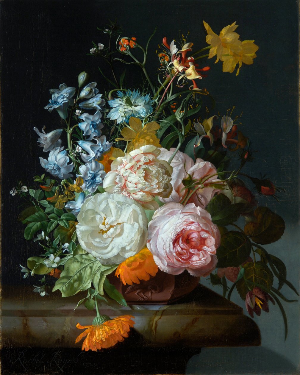 Fleurs dans un vase en terre cuite - Rachel Ruysch