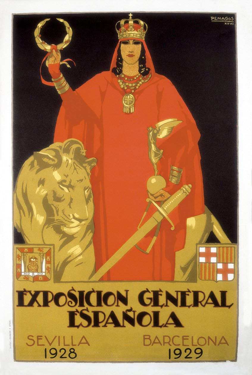 Exposicion General Espanola, Séville 1928 - Barcelone 1929 (affiche) - Rafael de Penagos