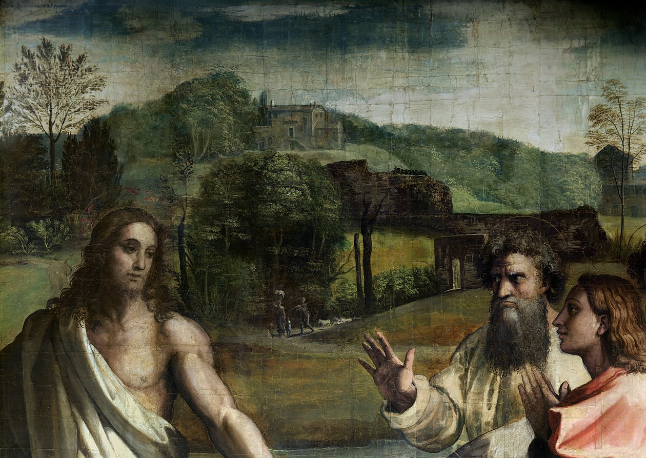 La charge du Christ à Saint Pierre (carton pour la chapelle Sixtine) (avant restauration) (détail) - Raffaello Sanzio Raphael