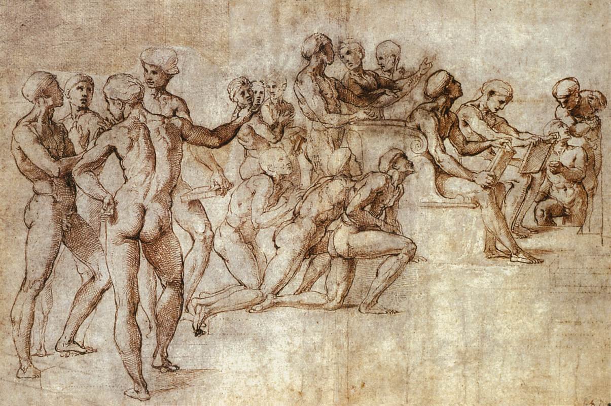 Étude de nu Garzone pour la Dispute - Raffaello Sanzio Raphael