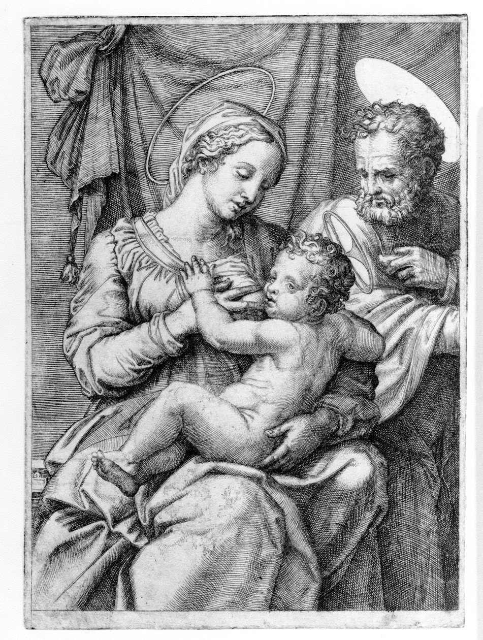 La Sainte Famille, gravée par Marcantonio Raimondi, c.1515 - Raffaello Sanzio Raphael