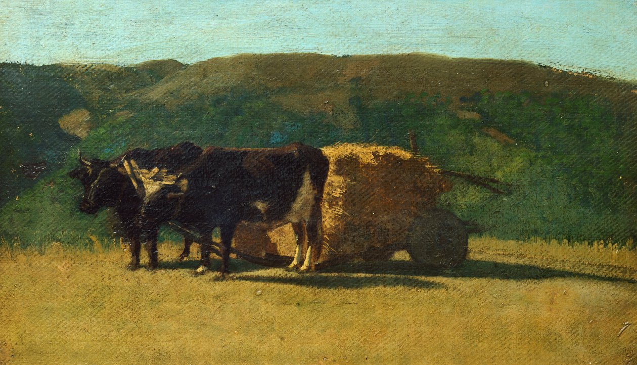 Bœufs noirs tirant un chariot - Raffaello Sernesi