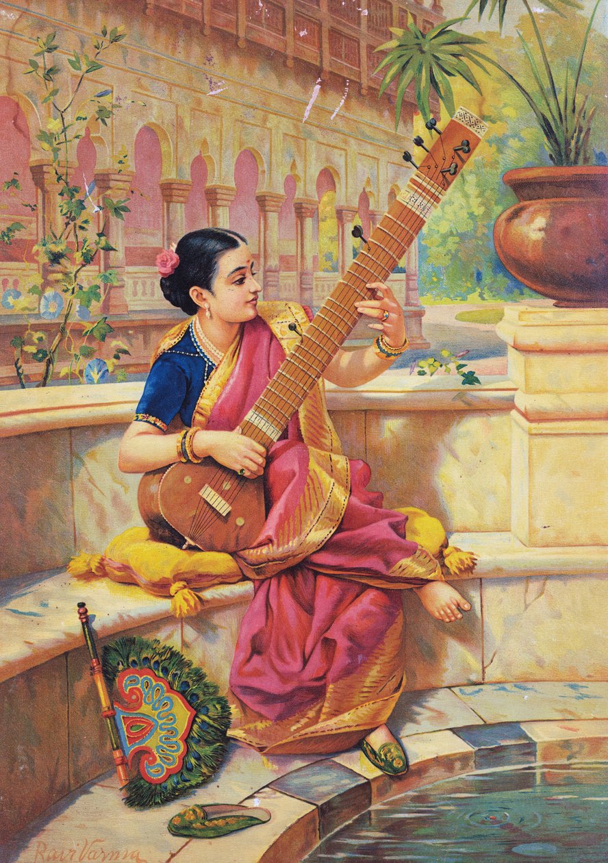 Kadambari jouant du sitar, éditer - Raja Ravi Varma