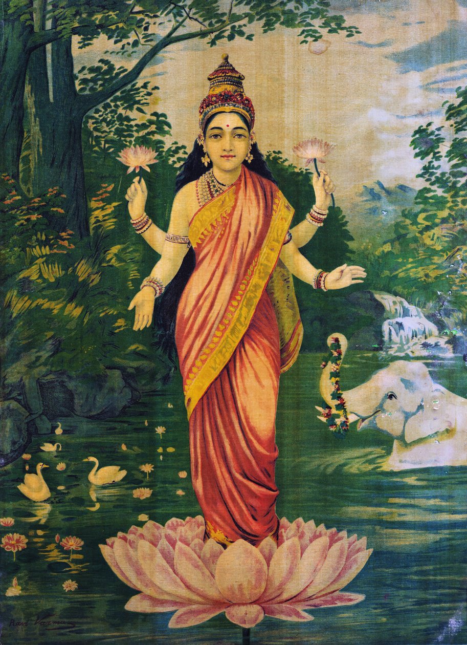 Lakshmi, de Raja Ravi Varma, années 1930, modifier - Raja Ravi Varma