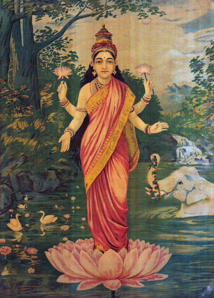 Lakshmi, par Raja Ravi Varma et Ravi Varma Press, années 1930, éditer - Raja Ravi Varma