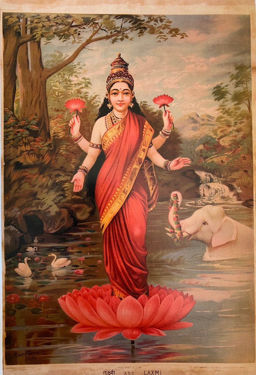 Lakshmi, par Ravi Varma Fine Art Lithographic Press, Bombay, 1894 - Raja Ravi Varma