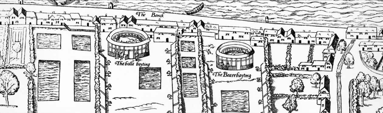 Le site du théâtre de Shakespeare (détail de Civitas Londinum, carte de Londres) - Ralph Agas