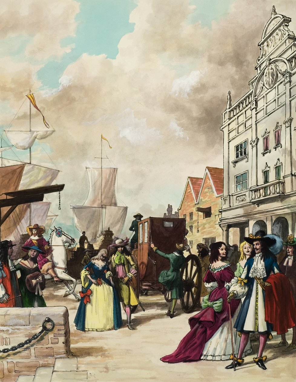 Le roi Charles II (1630-85) restaure le théâtre (gouache sur papier) - Ralph Bruce