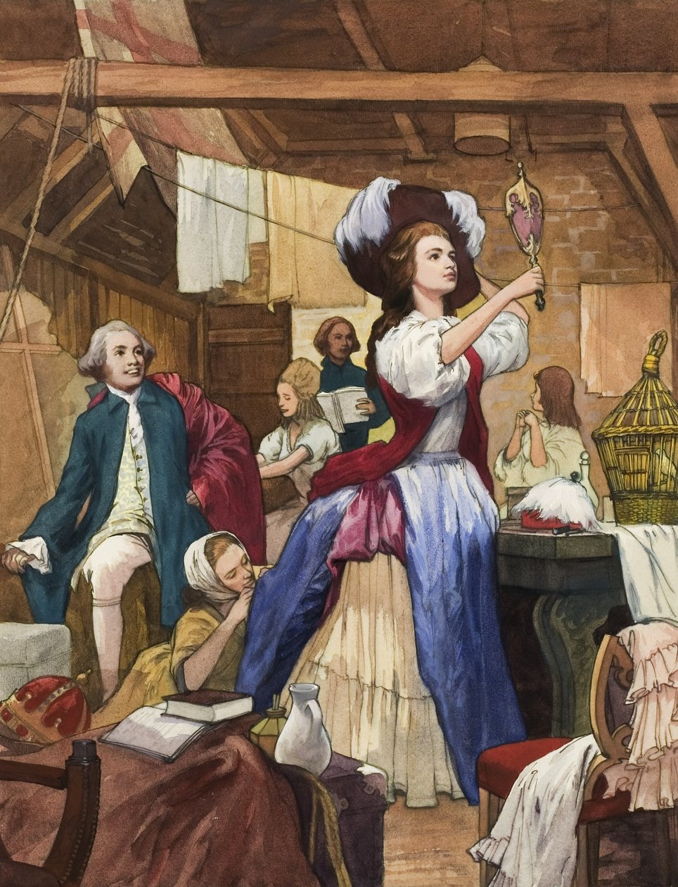 Sarah Siddons (1755-1831) dans son dressing (gouache sur papier) - Ralph Bruce