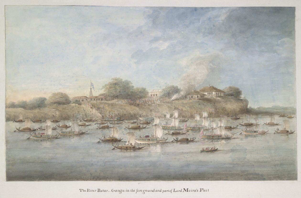 Flottille de Lord Hastings sur le fleuve, avec de nombreux budgerows - Ram Sita