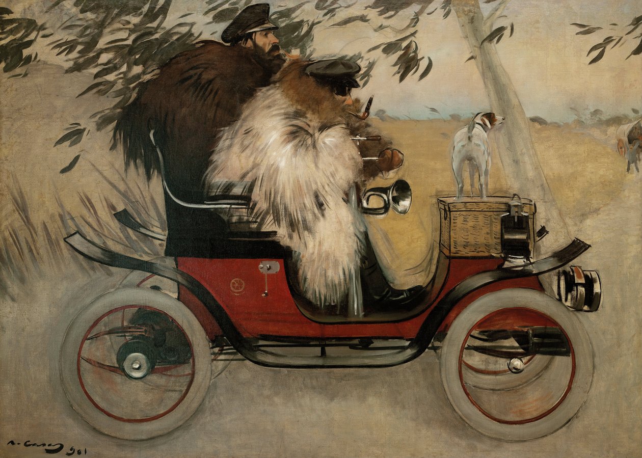 Ramon Casas et Pere Romeu en automobile - Ramón Casas