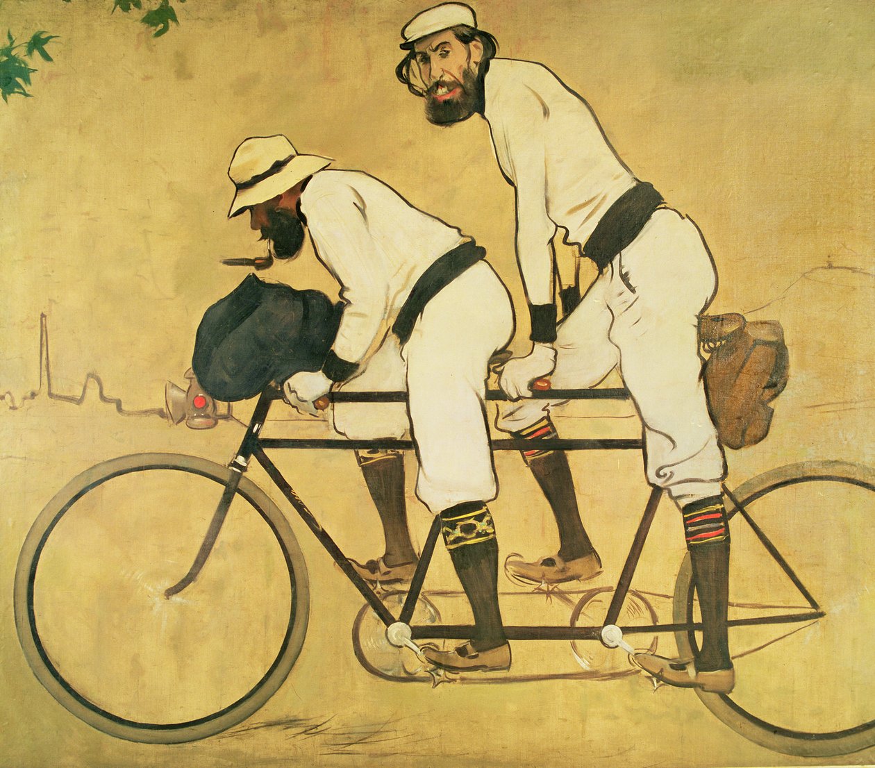 Autoportrait de Casas avec Pere Romeu sur un tandem - Ramon Casas i Carbo