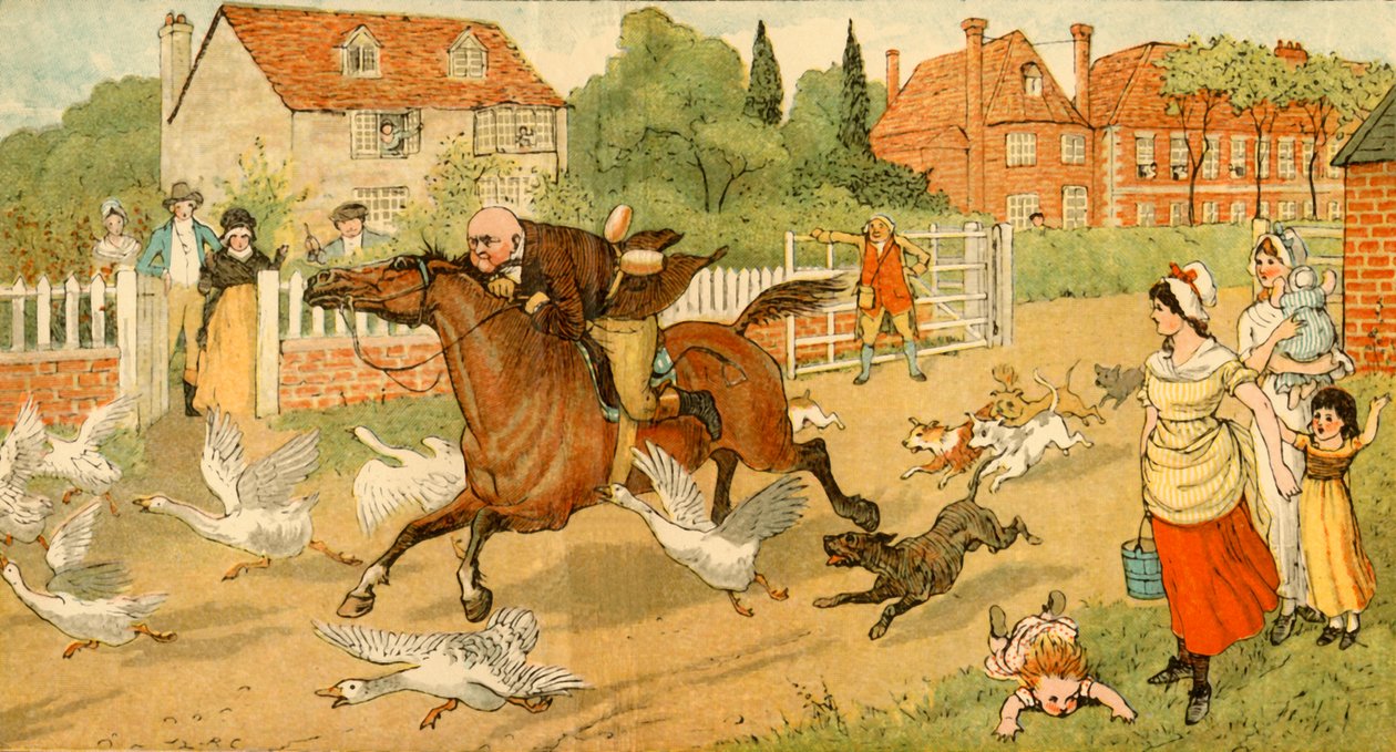John Gilpin galope à travers un village, 1878, vers 1918 - Randolph Caldecott