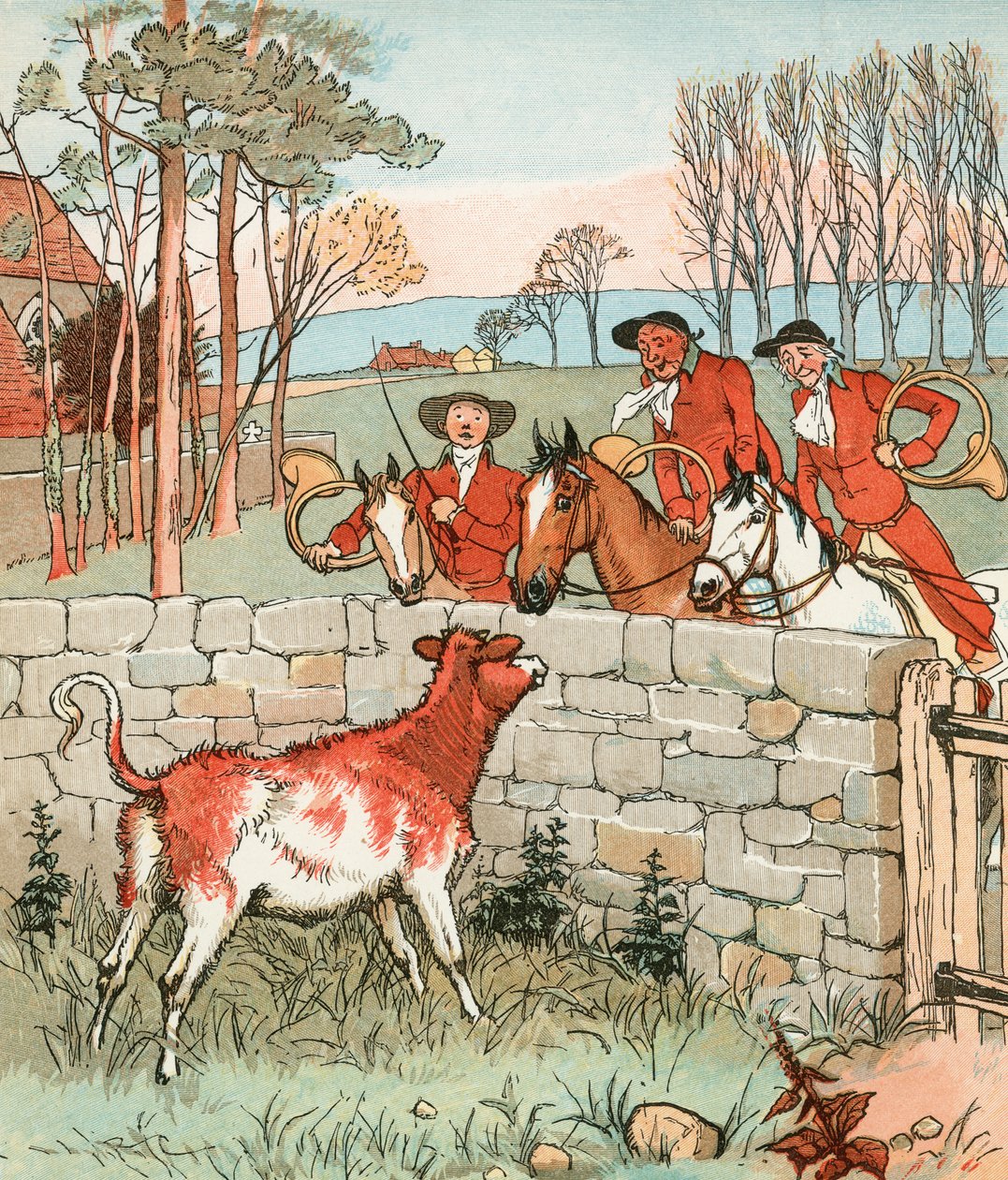 La chasse (lithographie couleur) - Randolph Caldecott