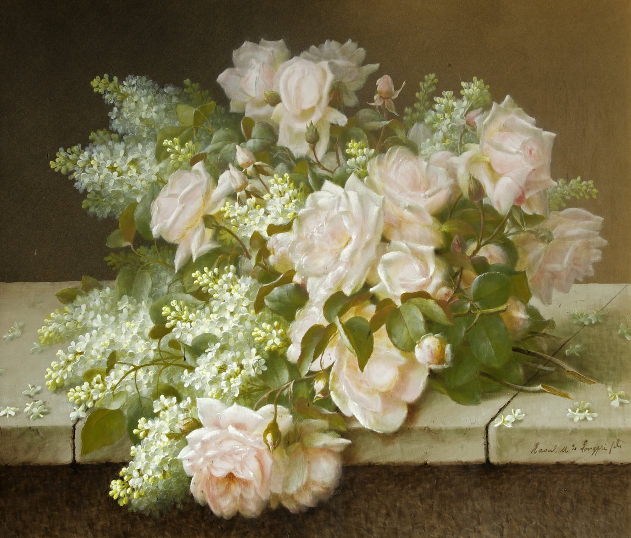 Roses et lilas blancs - Raoul M. de Longpre