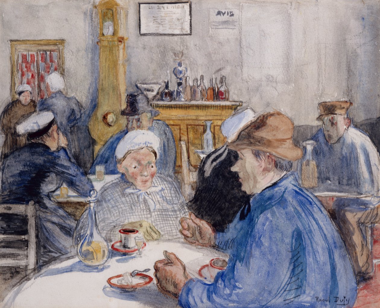 Au café, vers 1900 (aquarelle, lavis et fusain) - Raoul Dufy