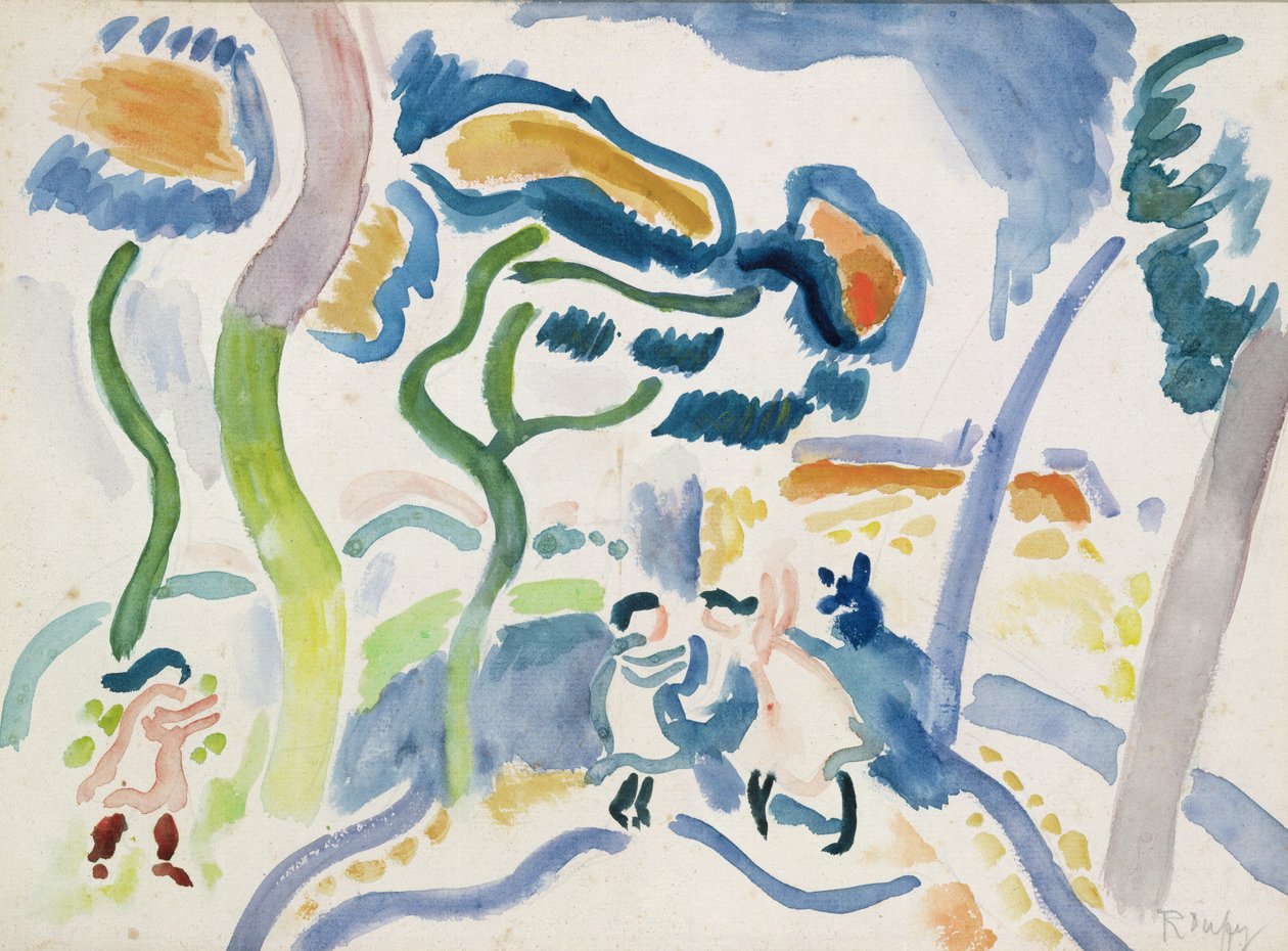 Enfants jouant (aquarelle sur papier) - Raoul Dufy
