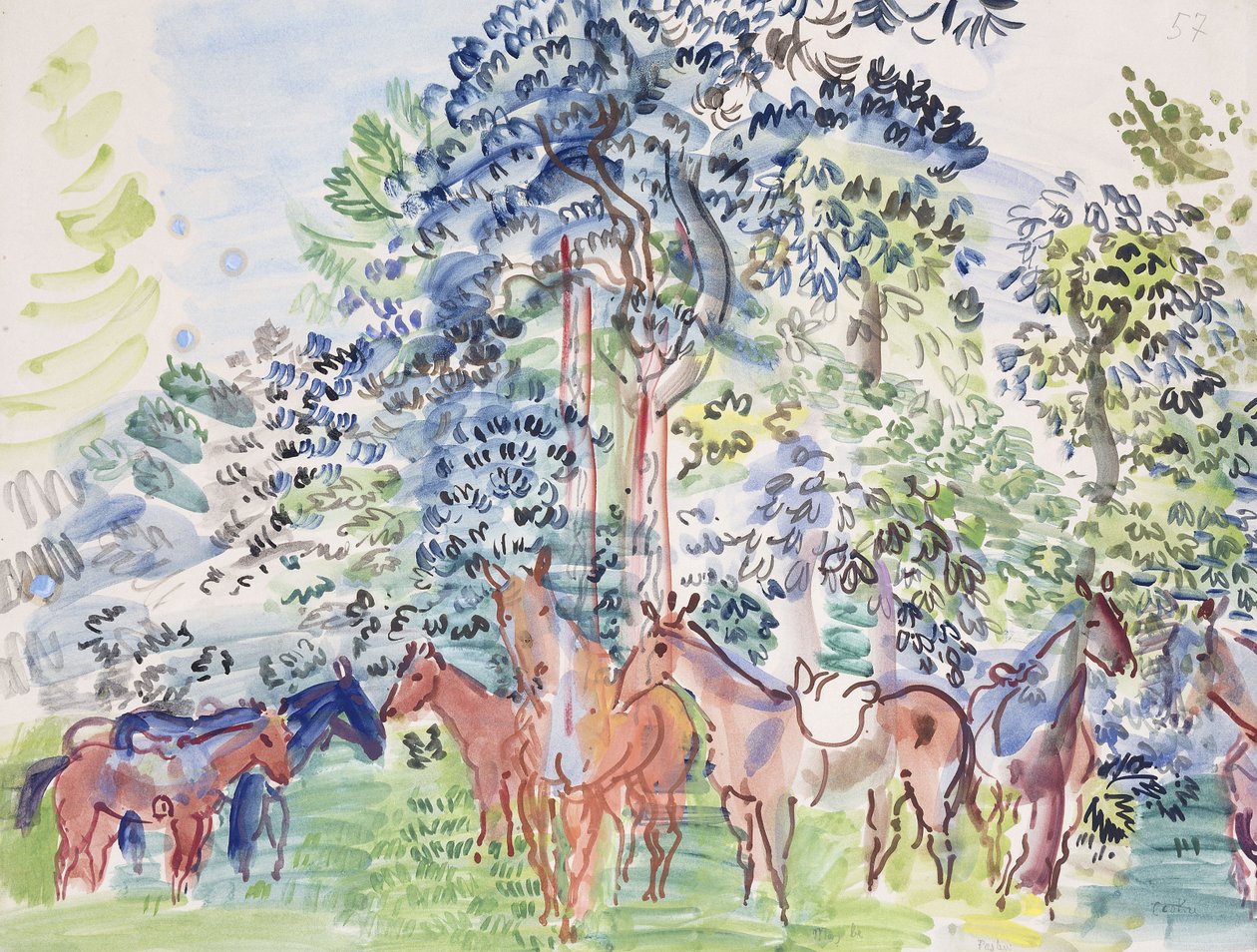 Horses in Wood; Chevaux au Bois - Raoul Dufy