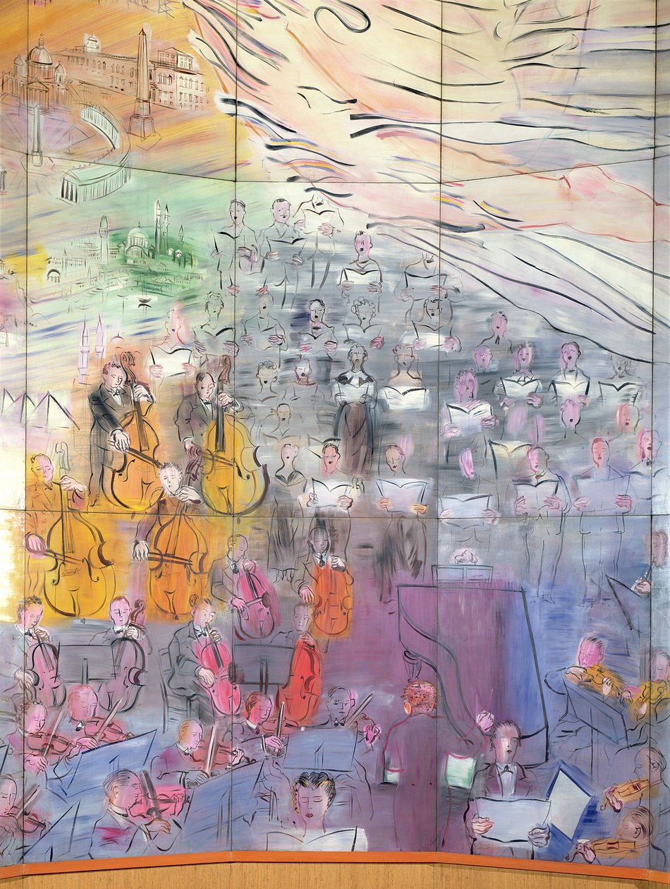 La Fee Electricite, détail de la partie gauche représentant un orchestre - Raoul Dufy