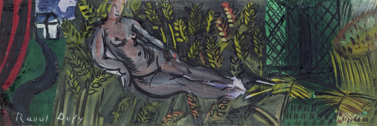 Nymphe couchée dans le blé (huile sur toile) - Raoul Dufy