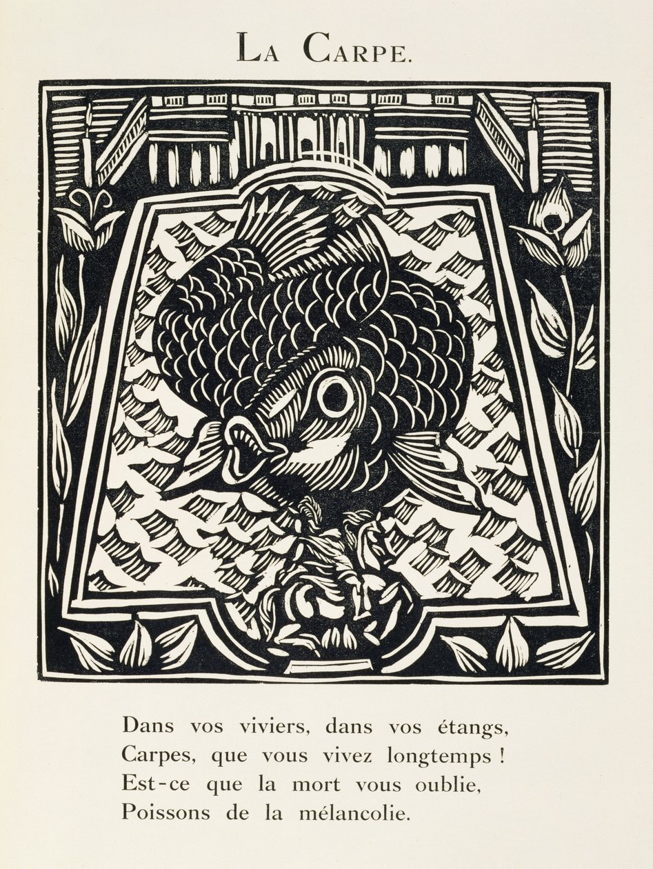 La carpe, illustration tirée du Bestiaire ou cortège d