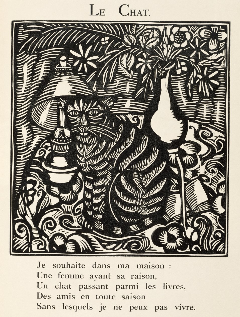 Le chat, illustration tirée du "Bestiaire ou cortège d