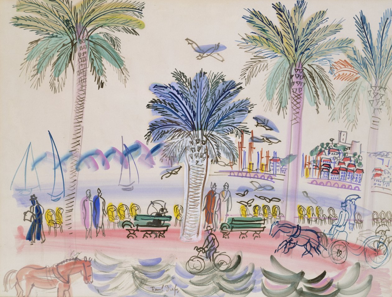 Vue du Suquet, Cannes (aquarelle) - Raoul Dufy