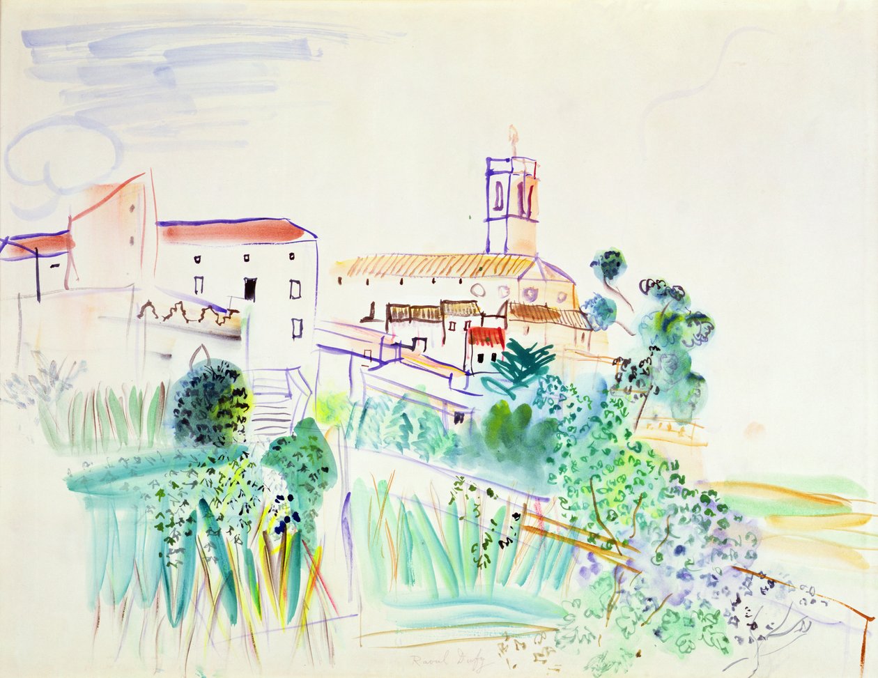 Village en Provence (aquarelle sur papier) - Raoul Dufy