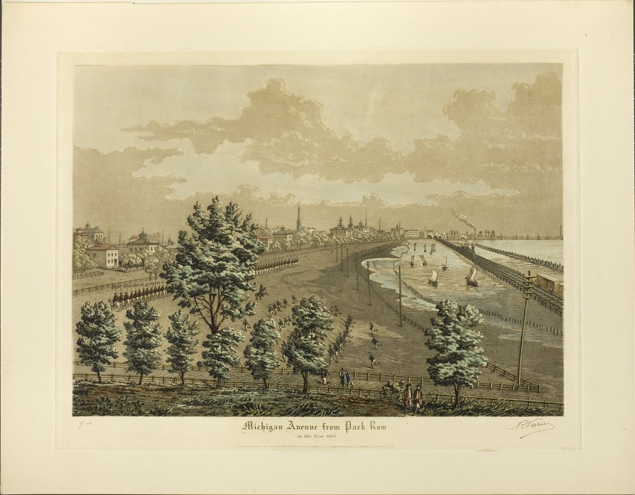Avenue du Michigan depuis Park Row en 1865 - Raoul Varin