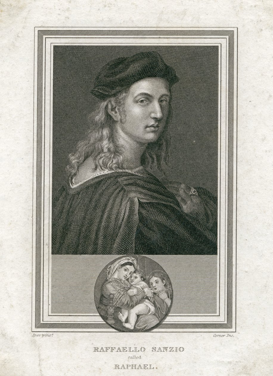 Raffaello Sanzio, dit Raphaël, gravé par Corner - Raffaello Sanzio Raphael