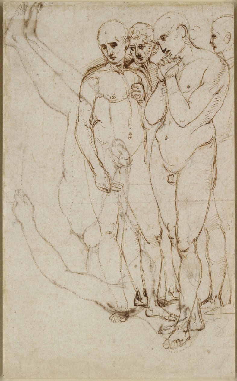 Recto : Étude de quatre hommes debout dans une Pietà - Raffaello Sanzio Raphael