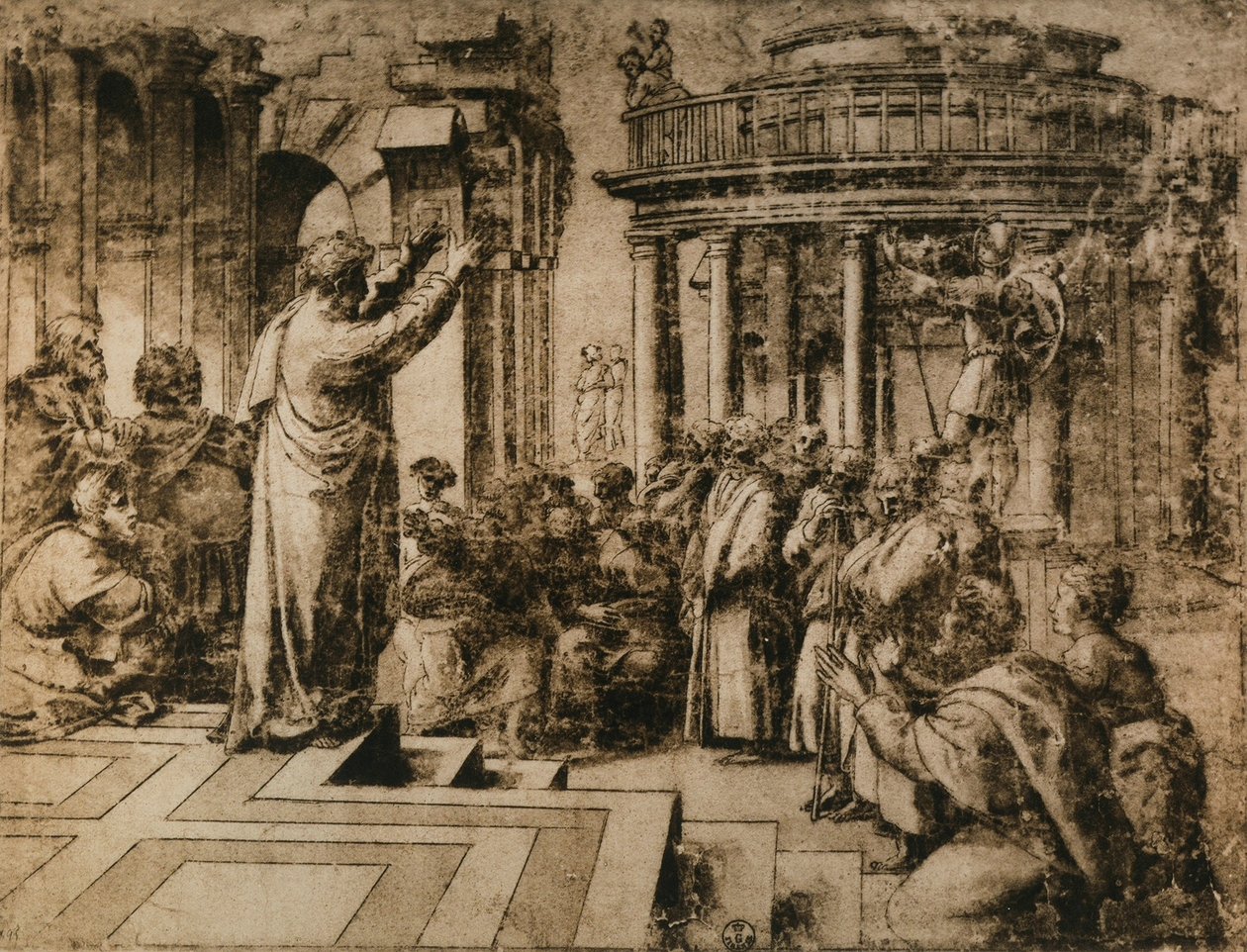 Saint Paul Prêchant à Athènes; dessin de l