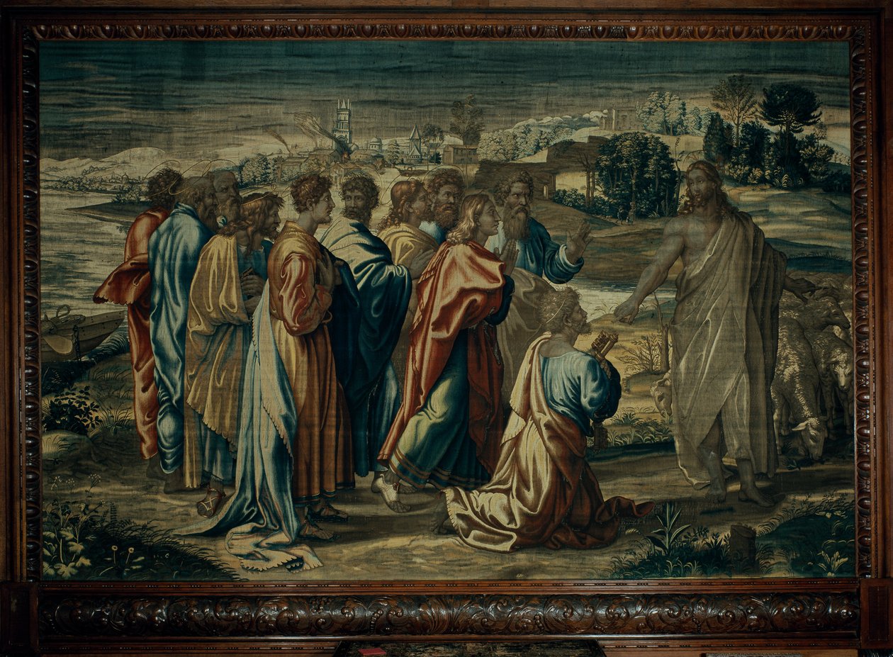 La charge du Christ à Saint Pierre, atelier de Mortlake - after Raphael