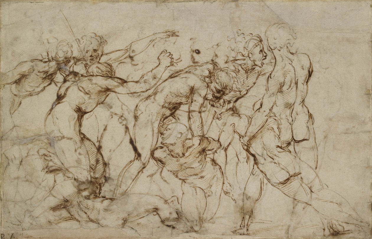 Scène de bataille avec prisonniers ligotés - Raphael