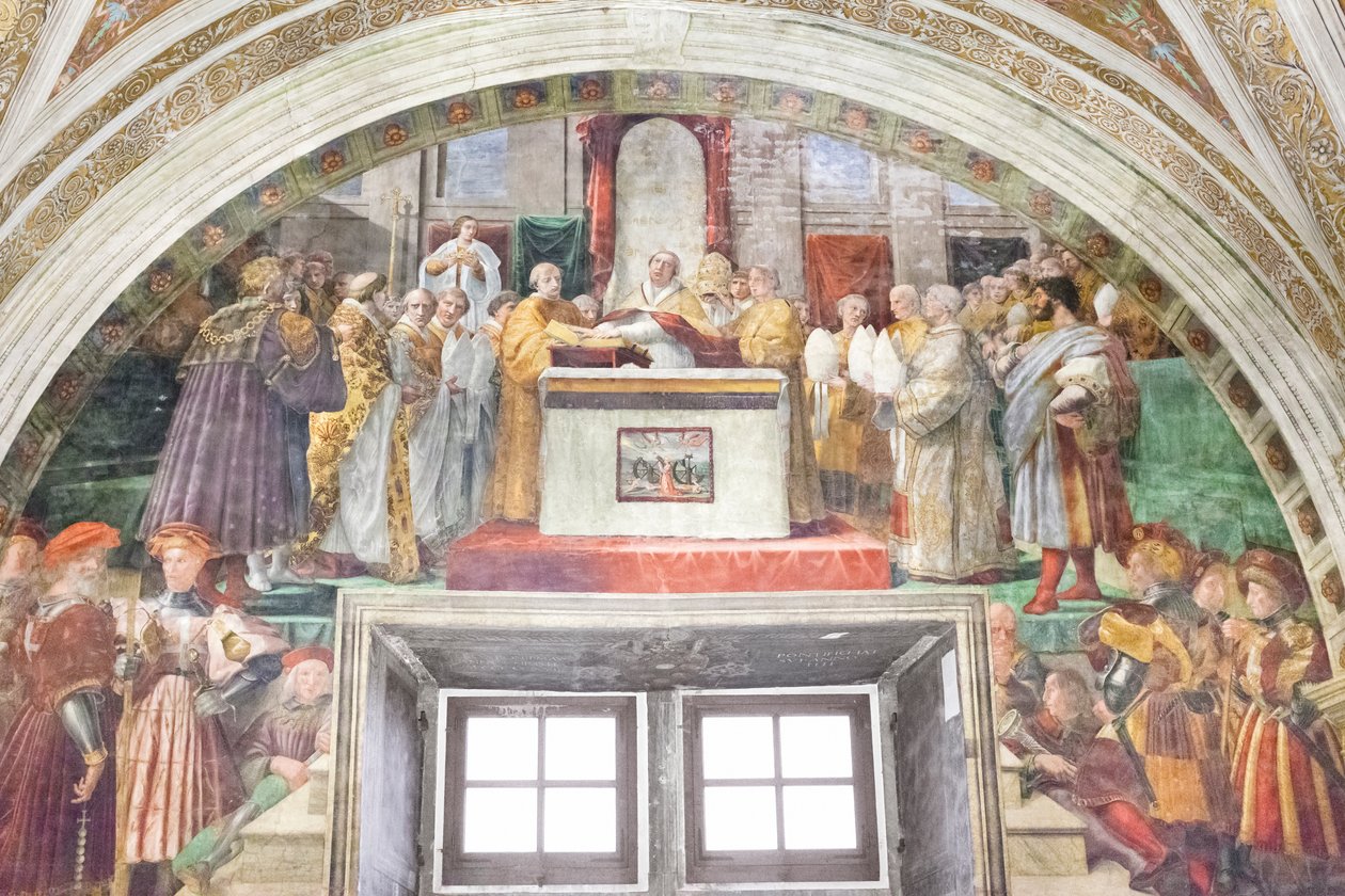 Le serment de Léon III, salle du feu dans le borgo - Raphael (1483 1520)