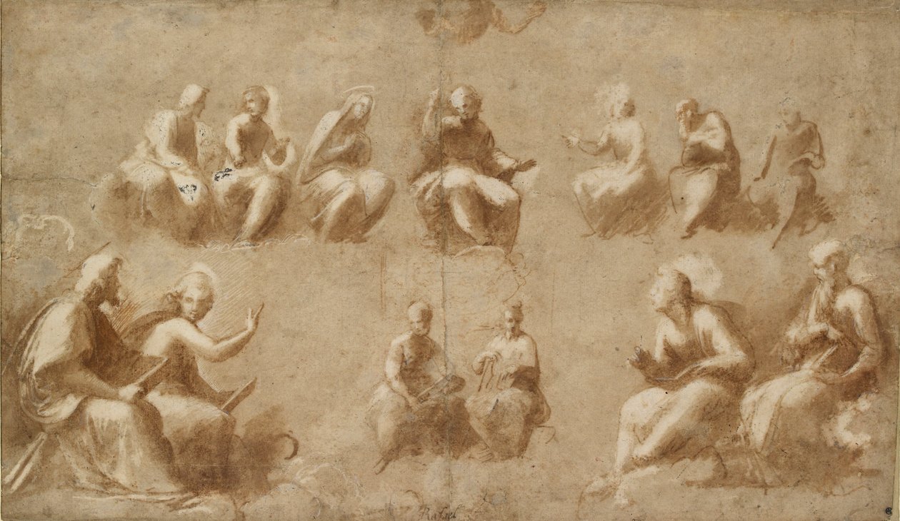 Christ et les Saints en Gloire, étude pour la Disputa, début XVIe siècle - Raphael