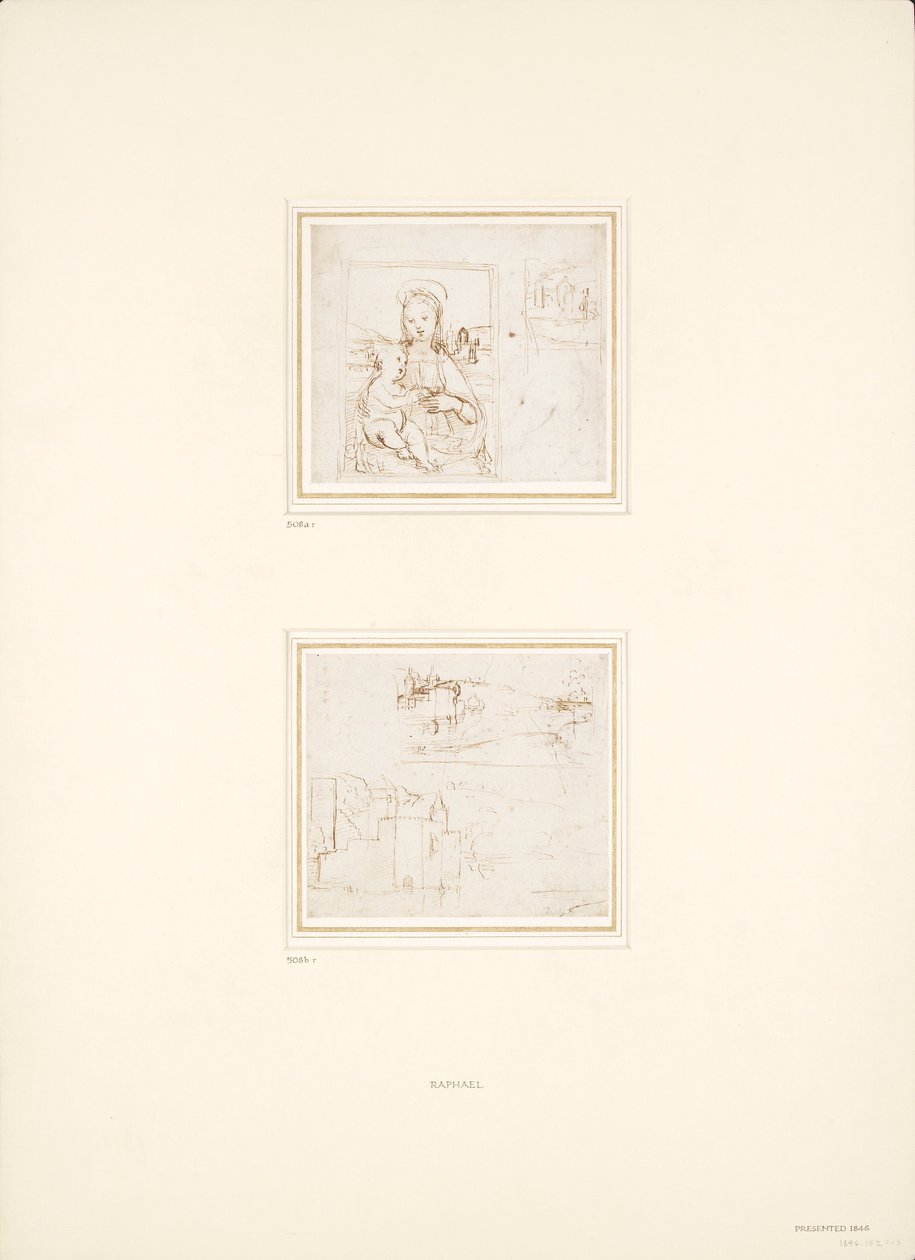 Deux croquis séparés de paysages, 1500-1504 - Raphael