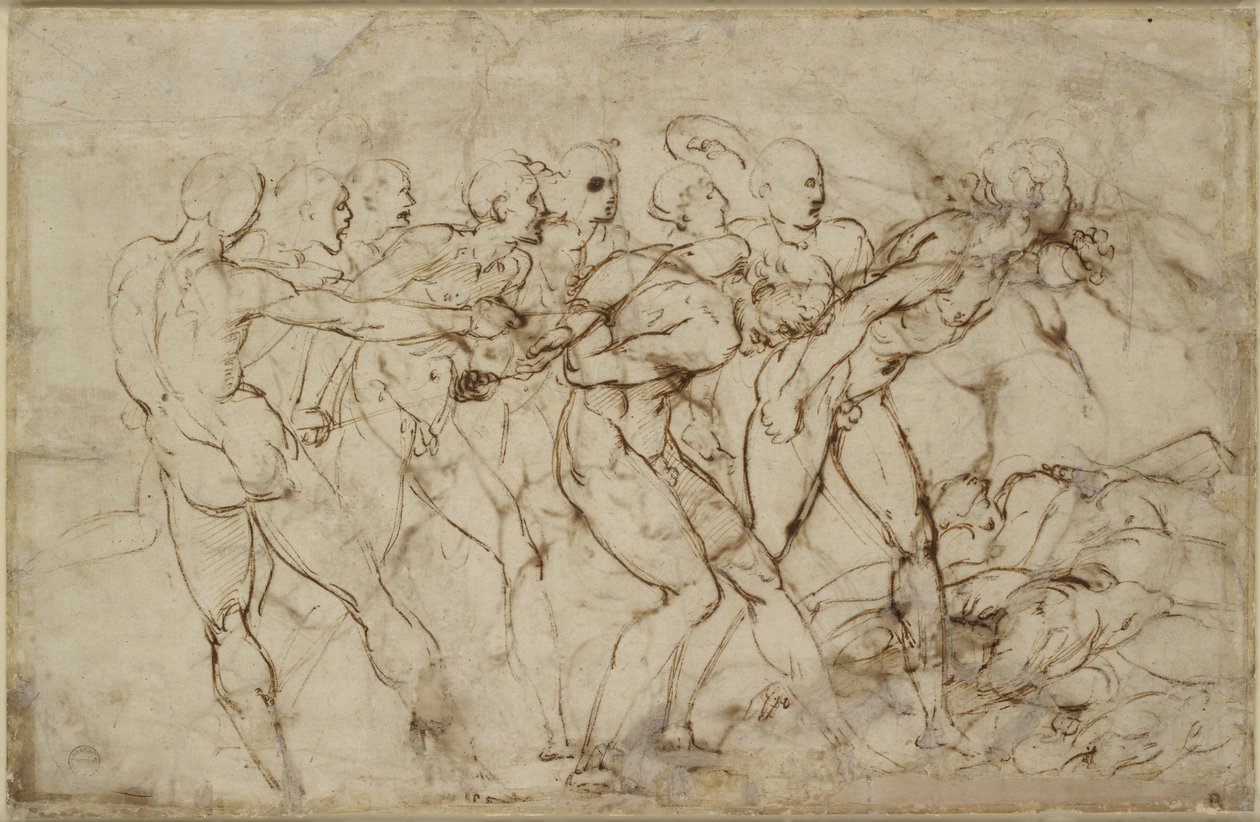 Bataille de guerriers nus avec captifs - Raffaello Sanzio Raphael