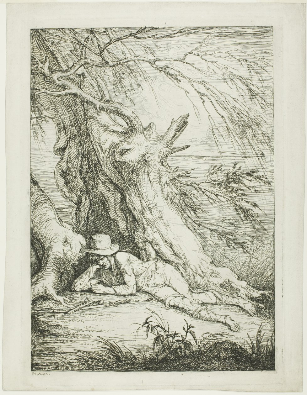 Brigand allongé sous un arbre - Raphael Lamar West
