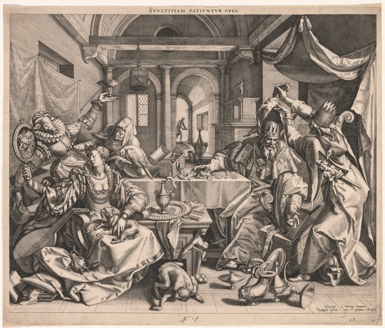 La richesse permet la stupidité, ou, Allégorie de la richesse, de la luxure et de la stupidité - Raphael Sadeler