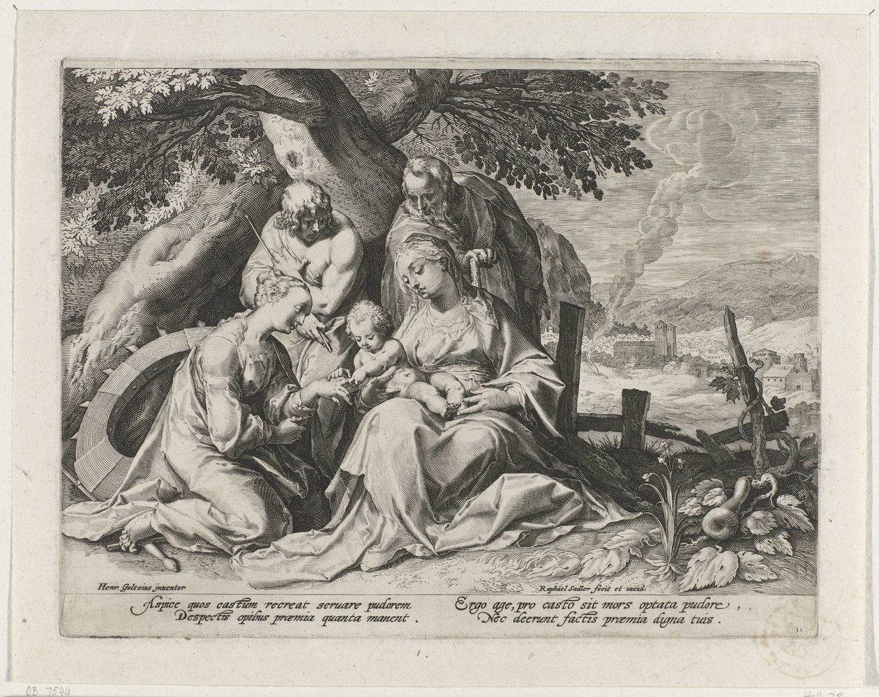 Sainte Famille avec Sainte Catherine et Saint Sébastien - Raphaël Sadeler (I)