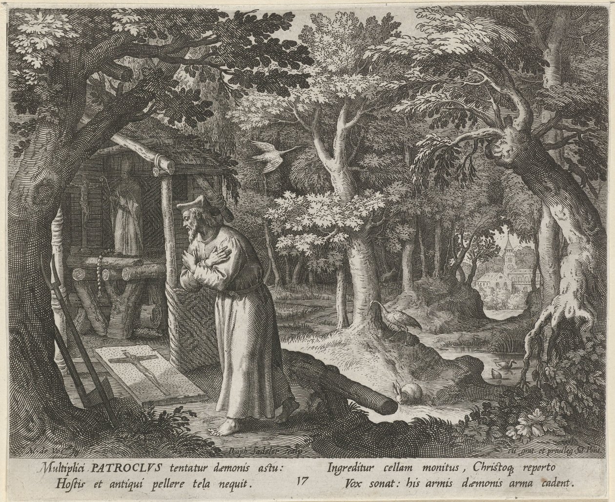 Saint Patrocle de Néris en ermite - Raphaël Sadeler (I)